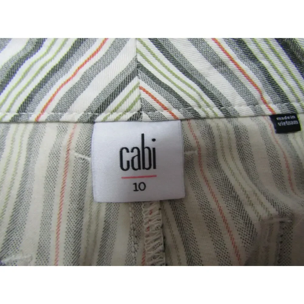 CAbi Striped Ankle Pants - Green and White - Picture 3 of 9